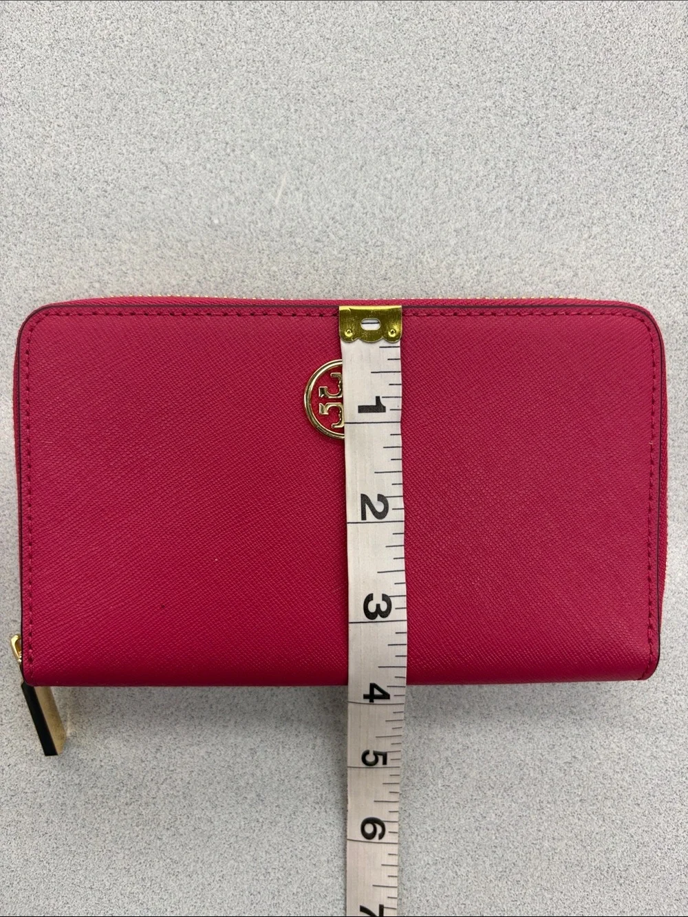 Tory Burch Robinson Mini Continental Wallet in Dark Peony with Gold Logo